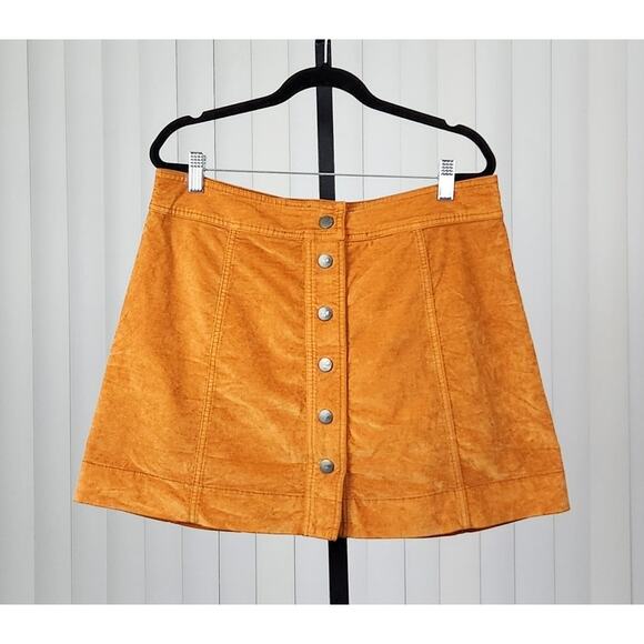 Madewell Dresses & Skirts - Madewell Velveteen A-Line Mini Skirt Button-Front Golden Pecan Women's Size 10